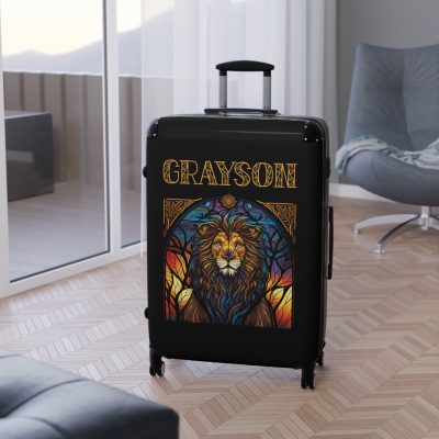 Custom Lion Suitcase - Kids' luggage featuring a unique lion design, perfect for young adventurers.