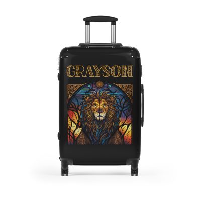 Custom Lion Suitcase - Kids' luggage featuring a unique lion design, perfect for young adventurers.