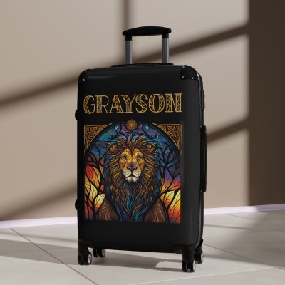 Custom Lion Suitcase - Kids' luggage featuring a unique lion design, perfect for young adventurers.