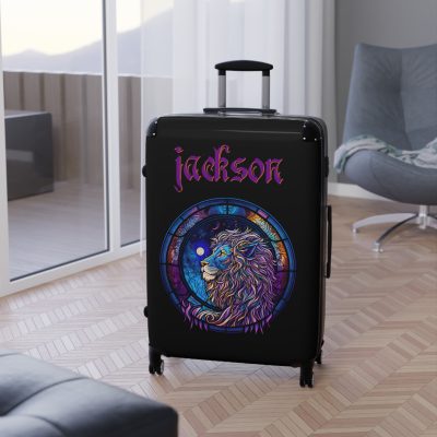 Custom Lion Suitcase - Kids' luggage featuring a unique lion design, perfect for young adventurers.