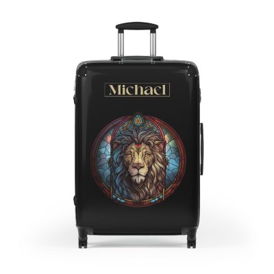 Custom Lion Suitcase - Kids' luggage featuring a unique lion design, perfect for young adventurers.