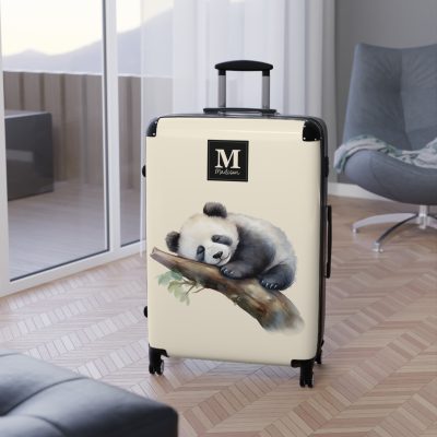 Custom Panda Suitcase - A personalized travel companion adorned with a unique panda design, showcasing your individuality throughout your travels.