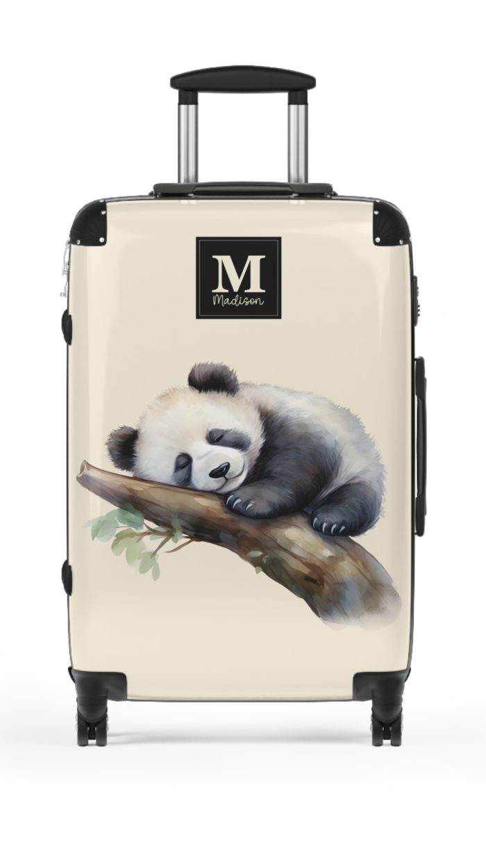 Custom Panda Suitcase - A personalized travel companion adorned with a unique panda design, showcasing your individuality throughout your travels.