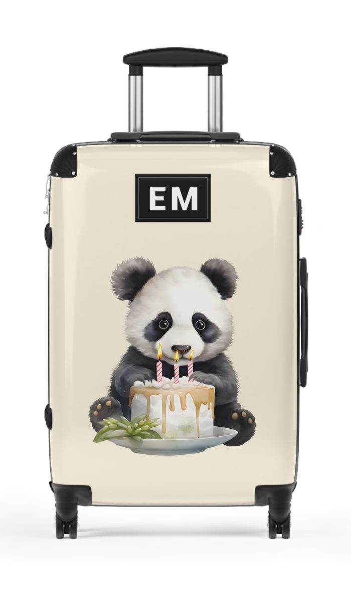 Custom Panda Suitcase - A personalized travel companion adorned with a unique panda design, showcasing your individuality throughout your travels.