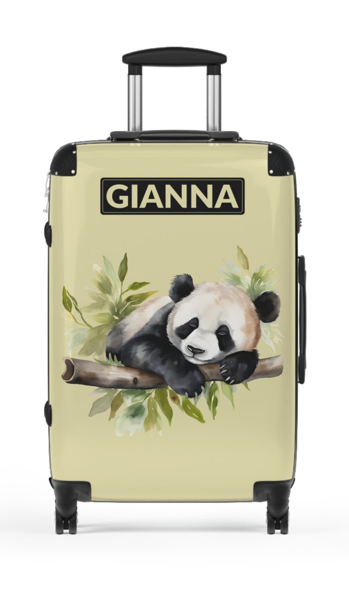 Custom Panda Suitcase - A personalized travel companion adorned with a unique panda design, showcasing your individuality throughout your travels.