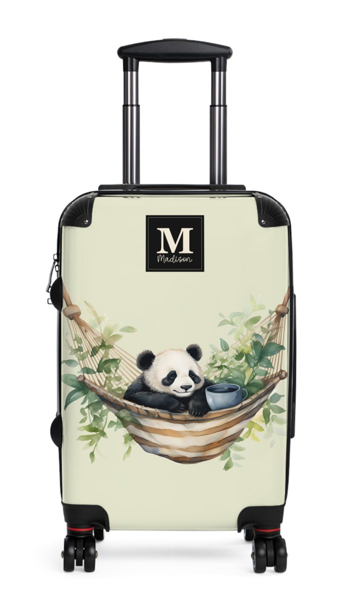 Custom Panda Suitcase - A personalized travel companion adorned with a unique panda design, showcasing your individuality throughout your travels.