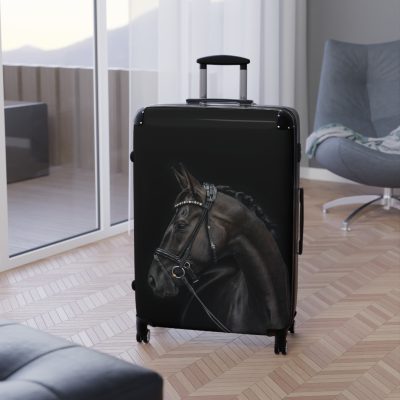 Black Horse Suitcase - Kids' luggage featuring a sleek black horse design, perfect for young equestrians.