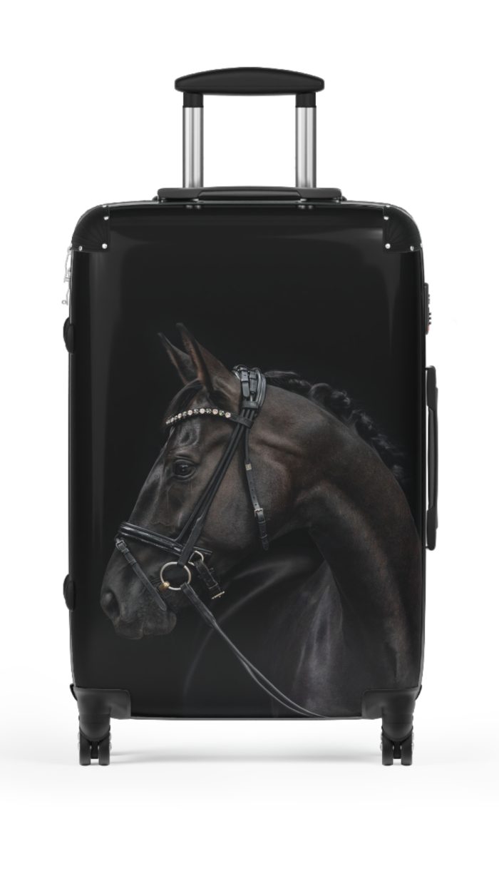 Black Horse Suitcase - Kids' luggage featuring a sleek black horse design, perfect for young equestrians.