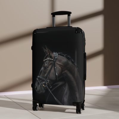 Black Horse Suitcase - Kids' luggage featuring a sleek black horse design, perfect for young equestrians.