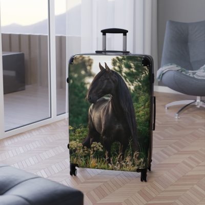 Black Horse Suitcase - Kids' luggage featuring a sleek black horse design, perfect for young equestrians.