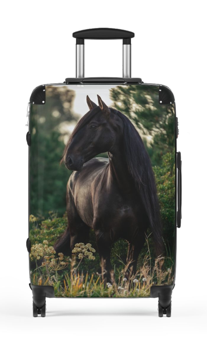 Black Horse Suitcase - Kids' luggage featuring a sleek black horse design, perfect for young equestrians.