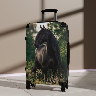 Black Horse Suitcase - Kids' luggage featuring a sleek black horse design, perfect for young equestrians.