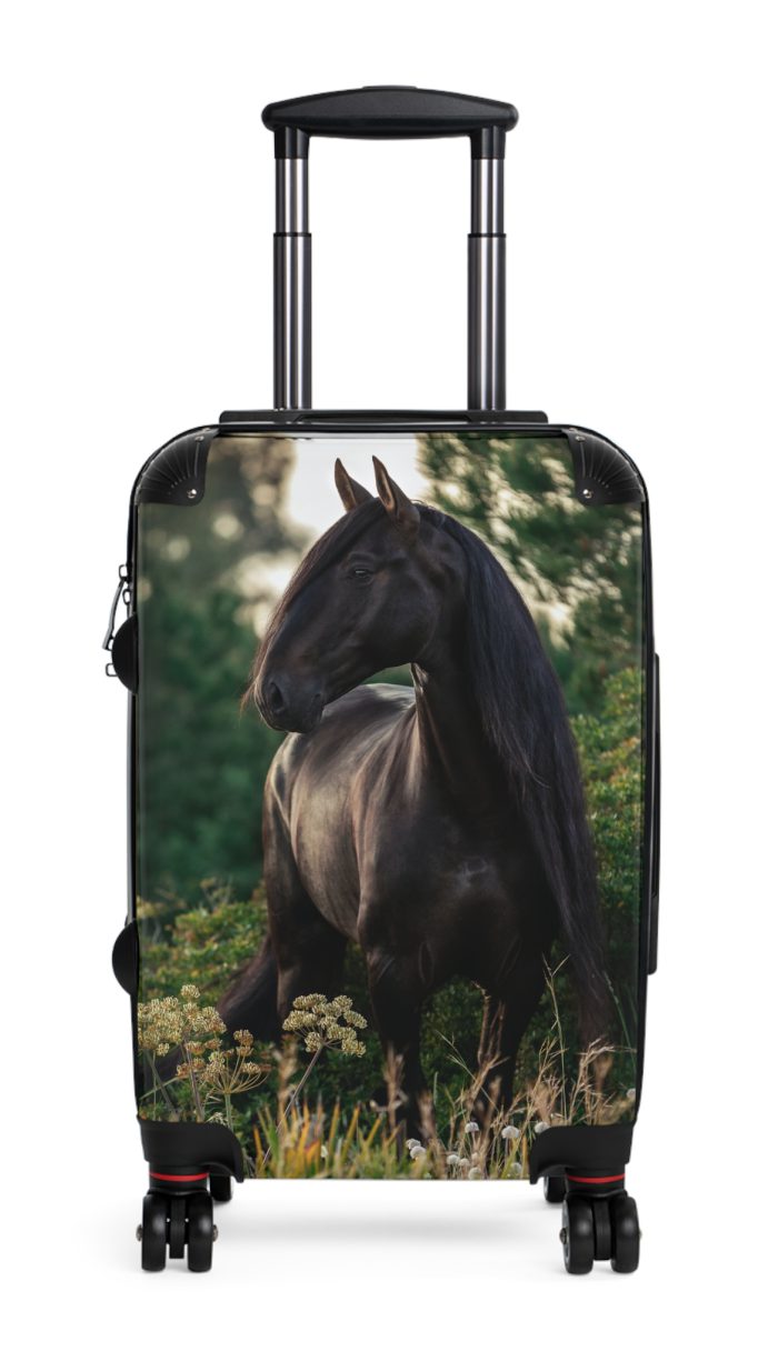 Black Horse Suitcase - Kids' luggage featuring a sleek black horse design, perfect for young equestrians.