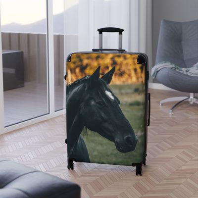 Black Horse Suitcase - Kids' luggage featuring a sleek black horse design, perfect for young equestrians.