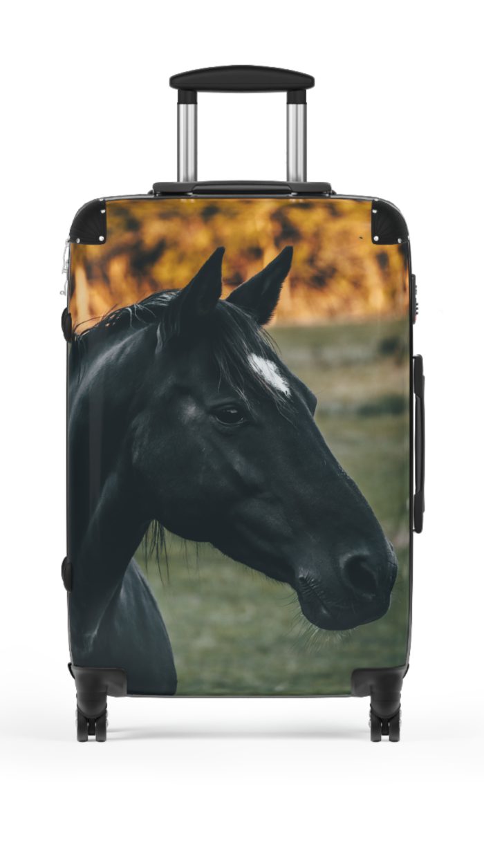 Black Horse Suitcase - Kids' luggage featuring a sleek black horse design, perfect for young equestrians.