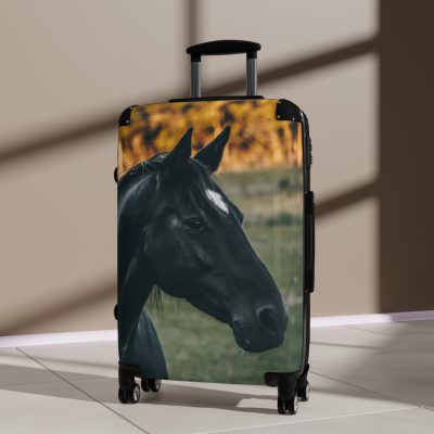 Black Horse Suitcase - Kids' luggage featuring a sleek black horse design, perfect for young equestrians.