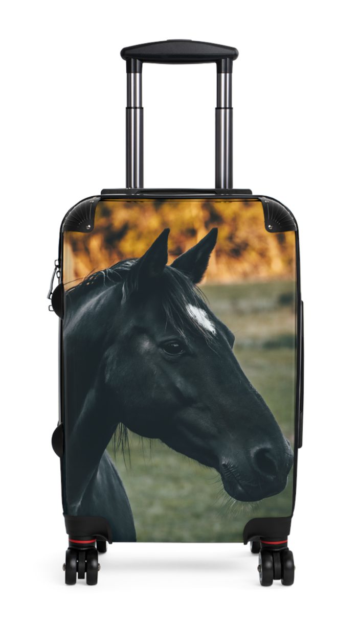 Black Horse Suitcase - Kids' luggage featuring a sleek black horse design, perfect for young equestrians.