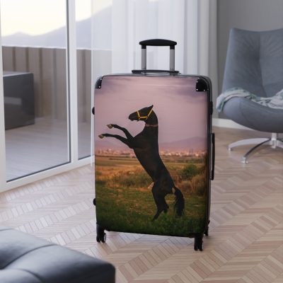 Black Horse Suitcase - Kids' luggage featuring a sleek black horse design, perfect for young equestrians.