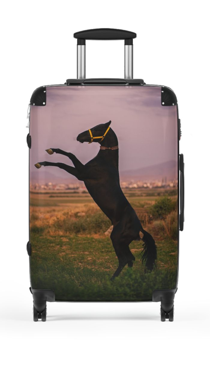 Black Horse Suitcase - Kids' luggage featuring a sleek black horse design, perfect for young equestrians.