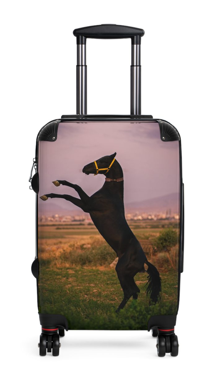 Black Horse Suitcase - Kids' luggage featuring a sleek black horse design, perfect for young equestrians.