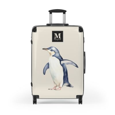 Custom Penguin Suitcase - A personalized travel companion adorned with a unique penguin design, ready to reflect your individuality during your adventures.