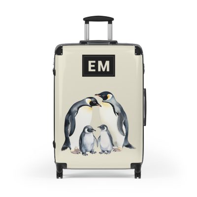 Custom Penguin Suitcase - A personalized travel companion adorned with a unique penguin design, ready to reflect your individuality during your adventures.