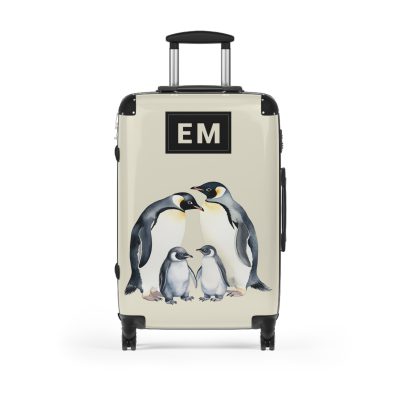 Custom Penguin Suitcase - A personalized travel companion adorned with a unique penguin design, ready to reflect your individuality during your adventures.