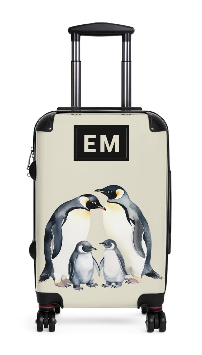 Custom Penguin Suitcase - A personalized travel companion adorned with a unique penguin design, ready to reflect your individuality during your adventures.