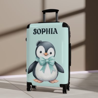 Custom Penguin Suitcase - A personalized travel companion adorned with a unique penguin design, ready to reflect your individuality during your adventures.Custom Penguin Suitcase - A personalized travel companion adorned with a unique penguin design, ready to reflect your individuality during your adventures.