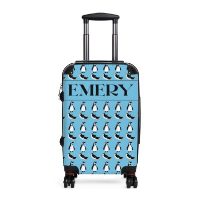 Custom Penguin Suitcase - A personalized travel companion adorned with a unique penguin design, ready to reflect your individuality during your adventures.