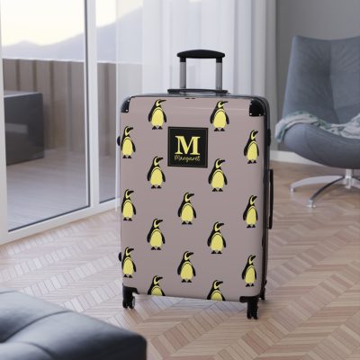 Custom Penguin Suitcase - A personalized travel companion adorned with a unique penguin design, ready to reflect your individuality during your adventures.