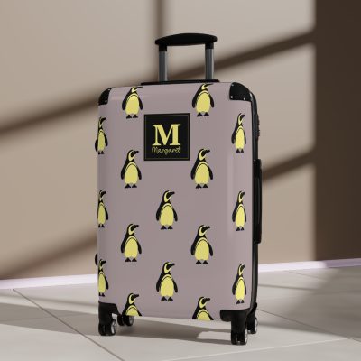 Custom Penguin Suitcase - A personalized travel companion adorned with a unique penguin design, ready to reflect your individuality during your adventures.