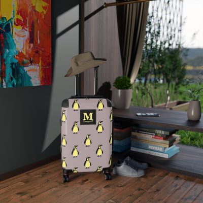 Custom Penguin Suitcase - A personalized travel companion adorned with a unique penguin design, ready to reflect your individuality during your adventures.