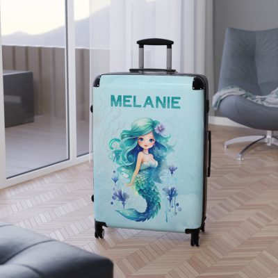 Custom Mermaid Suitcase - Personalized kids' luggage with a charming mermaid design for young travelers.