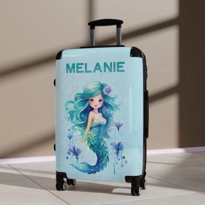 Custom Mermaid Suitcase - Personalized kids' luggage with a charming mermaid design for young travelers.