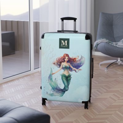 Custom Mermaid Suitcase - Personalized kids' luggage with a charming mermaid design for young travelers.