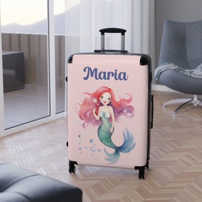 Custom Mermaid Suitcase - Personalized kids' luggage with a charming mermaid design for young travelers.