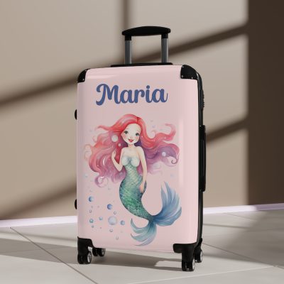 Custom Mermaid Suitcase - Personalized kids' luggage with a charming mermaid design for young travelers.