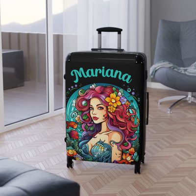 Custom Mermaid Suitcase - Personalized kids' luggage with a charming mermaid design for young travelers.