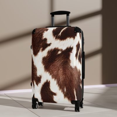 Cowhide Suitcase - A stylish luggage featuring a chic cowhide design, perfect for travelers who want to add a touch of luxury to their journeys