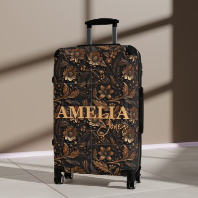 Custom Western Floral Suitcase - Personalized travel companion featuring a bespoke western floral design for a touch of individuality.