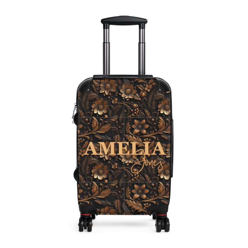 Custom Western Floral Suitcase - Personalized travel companion featuring a bespoke western floral design for a touch of individuality.