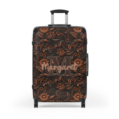 Custom Western Floral Suitcase - Personalized travel companion featuring a bespoke western floral design for a touch of individuality.