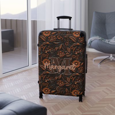 Custom Western Floral Suitcase - Personalized travel companion featuring a bespoke western floral design for a touch of individuality.