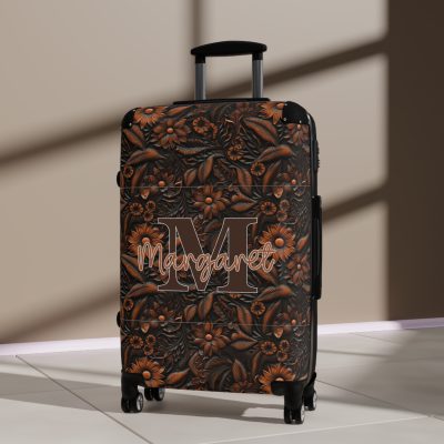 Custom Western Floral Suitcase - Personalized travel companion featuring a bespoke western floral design for a touch of individuality.