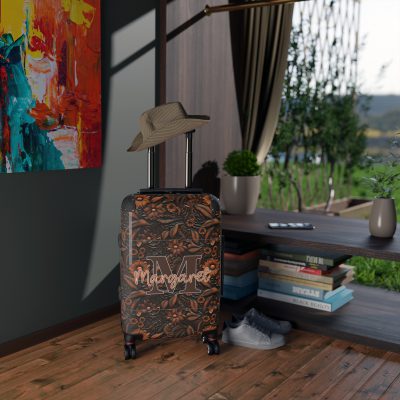 Custom Western Floral Suitcase - Personalized travel companion featuring a bespoke western floral design for a touch of individuality.