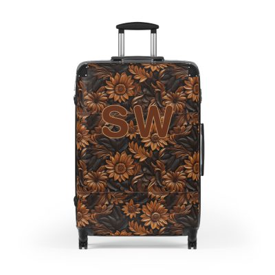 Custom Western Floral Suitcase - Personalized travel companion featuring a bespoke western floral design for a touch of individuality.