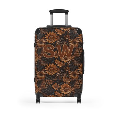 Custom Western Floral Suitcase - Personalized travel companion featuring a bespoke western floral design for a touch of individuality.