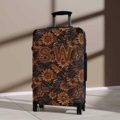 Custom Western Floral Suitcase - Personalized travel companion featuring a bespoke western floral design for a touch of individuality.