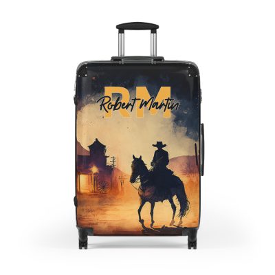 Custom Retro Western Suitcase - A personalized travel companion blending vintage aesthetics with modern functionality.